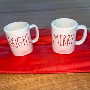 Rae Dunn Merry & Bright Mini Cup Mug Ornaments, Holiday, Christmas, Decorations